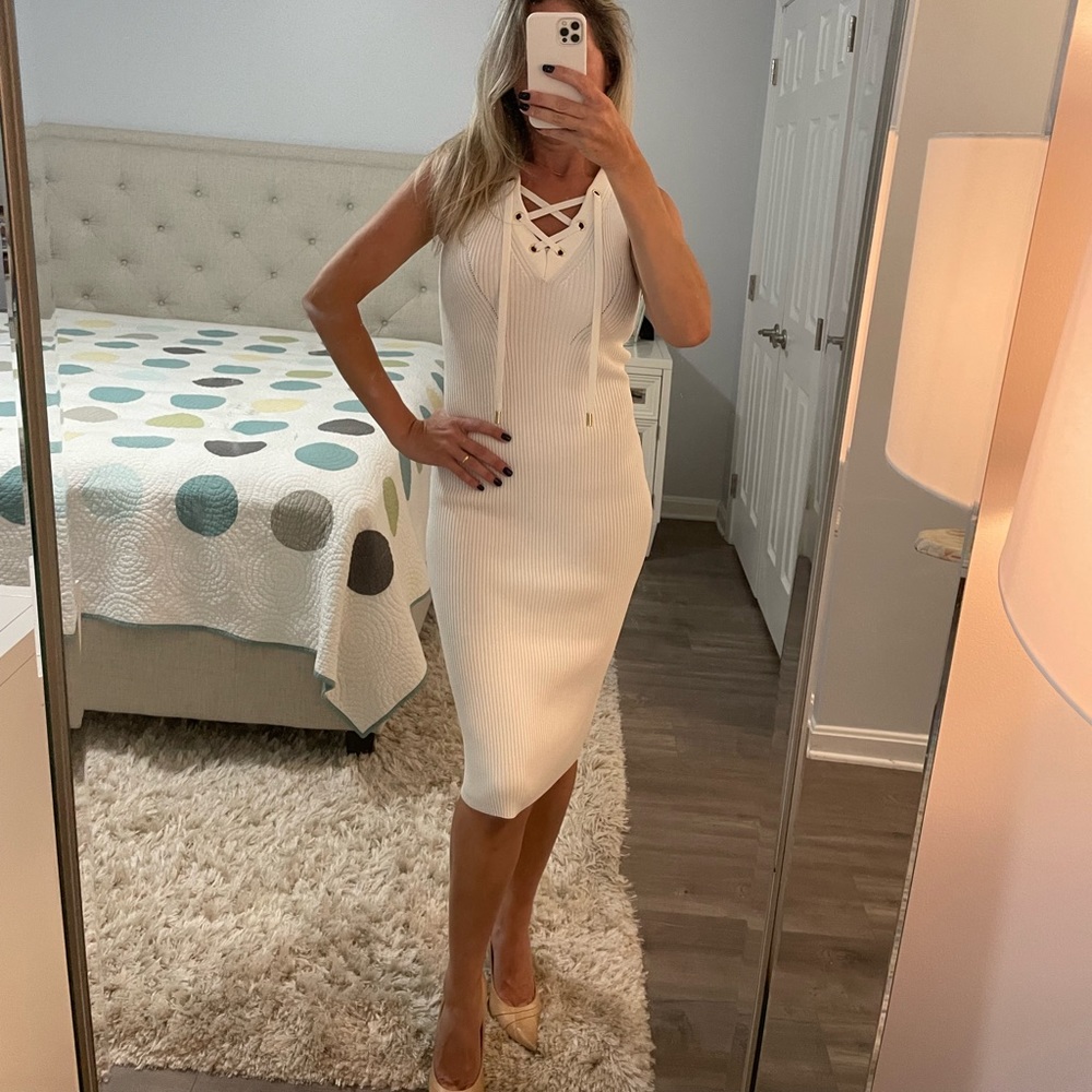 NWT White Michael Kors midi dress size xs